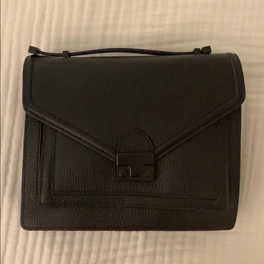 NWT Loeffler Randall Matte Black Leather Rider Bag
